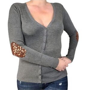 Button up Gray sequin sweater cardigan